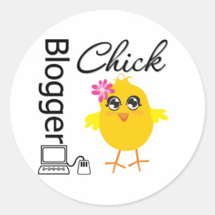 Blogger Chick Classic Round Sticker