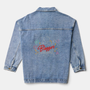 Blogger Computer Story Blogging Influencer Writer  Denim Jacket