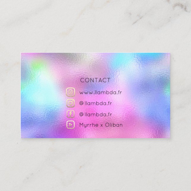 Blogger Social Media Gold Logo Holograph Business Card (Back)