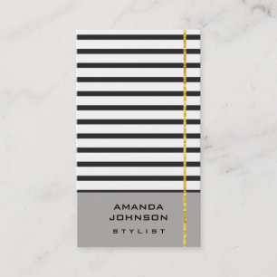 Blogger Stylist Event Black White Gray Stripes Business Card