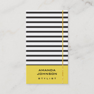 Blogger Stylist Event Black White Yellow Stripes Business Card