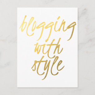 Blogging with Style - Gold Script Postcard