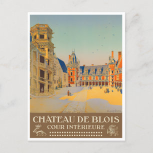Blois castle France vintage travel Postcard