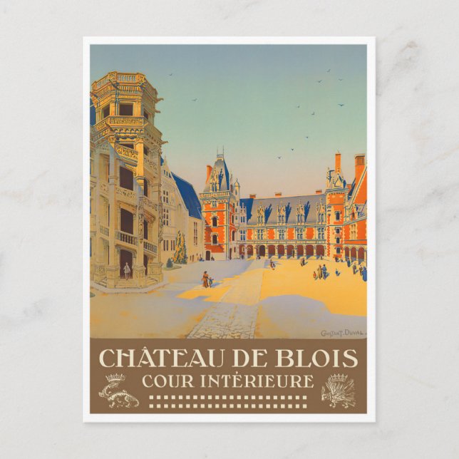 Blois castle France vintage travel Postcard (Front)