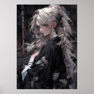 Blond Beautiful Asian Woman Traditional Poster