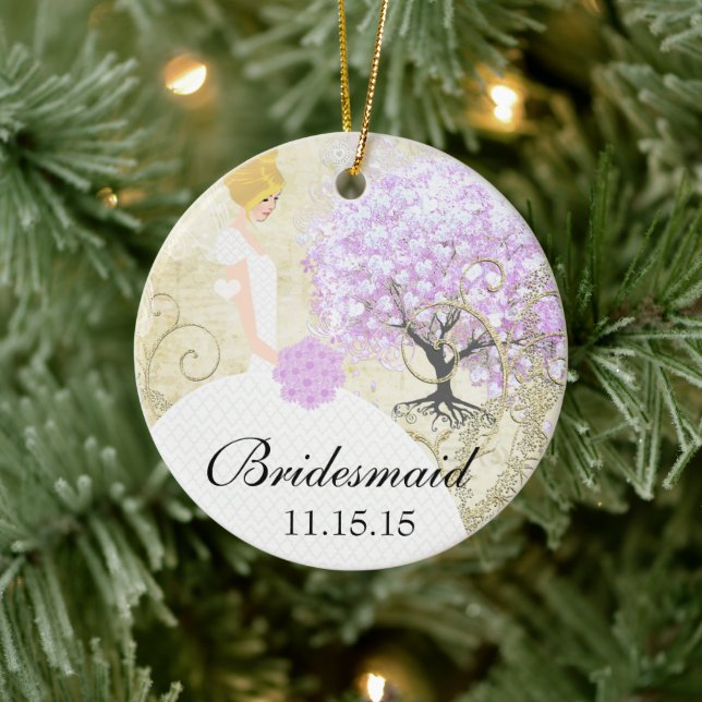 Blond Bridesmaid Gifts Lavender Heart Leaf Tree Ceramic Tree Decoration (Tree)