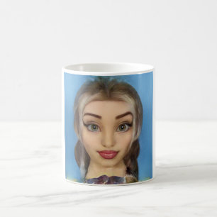 Blond doll cartoon coffee mug