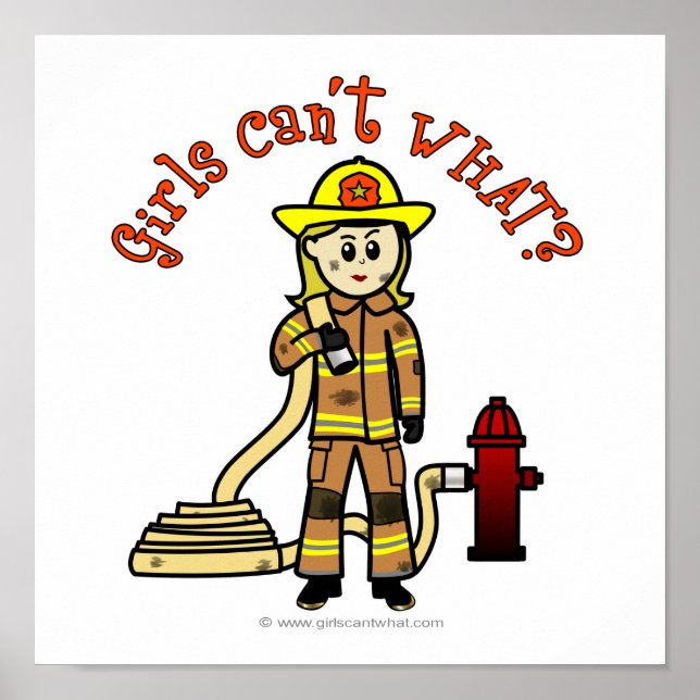 Blond Firefighter Girl Poster (Front)