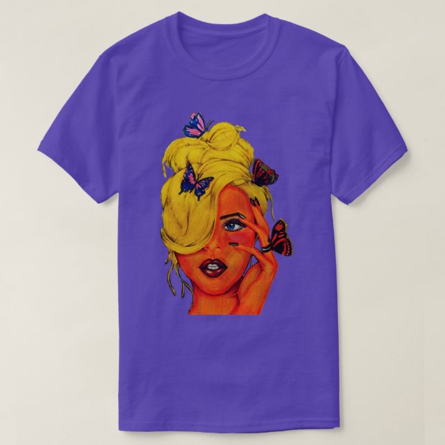 Blond Girl Butterfly T-Shirt (Design Front)