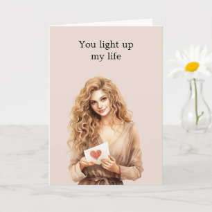 Blond Girl Heart Light Bulb Light Up My Life   Card