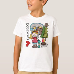 Blond Girl I Love Camping T-Shirt