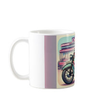 Blond girl on a bike with her ginger cat pin up st