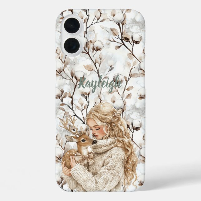 Blond Hair Girl with Deer   Case-Mate iPhone Case (Back)
