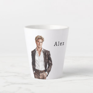 Blond Hair Man Brown Jacket Latte Mug