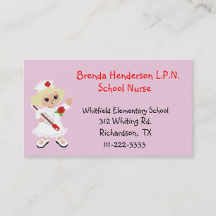 Blond Nurse Pink Business Card