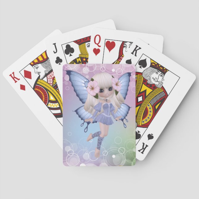 Blond Princess Butterfly Playing Cards (Back)