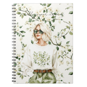 Blond She Wore Flowers Sunglasses Notebook