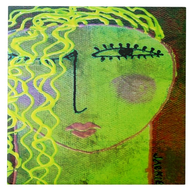 Blonde Abstract Portrait of a Woman Tile (Front)