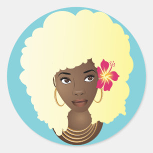 Blonde Afro, Flower in Her Hair Stickers