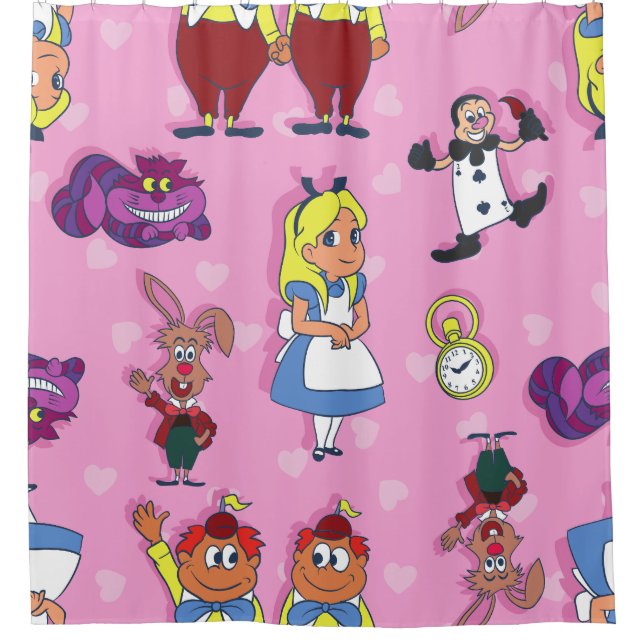 blonde Alice in Wonderland Cheshire Cat Mad Hatter Shower Curtain (Front)