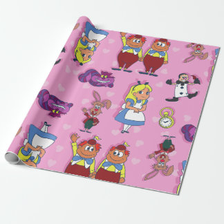 blonde Alice in Wonderland Cheshire Cat Mad Hatter Wrapping Paper