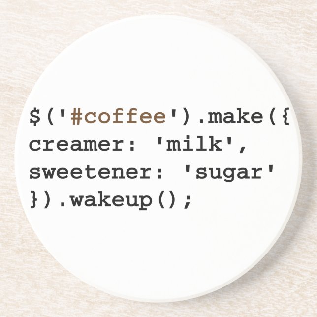 Blonde and Sweet JavaScript Coffee Code Coaster (Front)