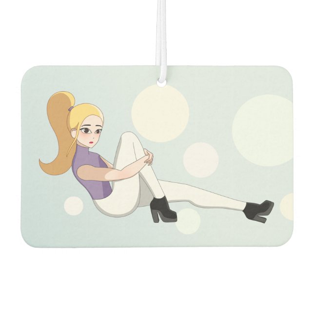 Blonde Anime Girl Car Air Freshener (Front)