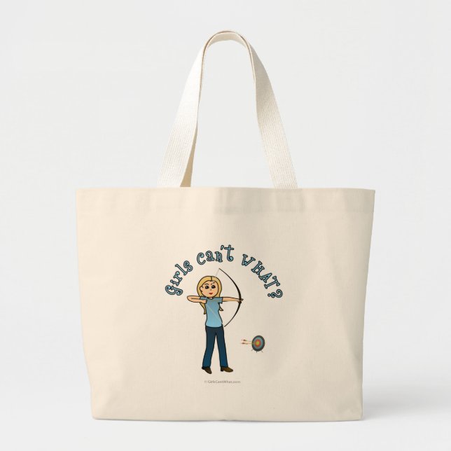 Blonde Archery in Blue Large Tote Bag (Front)
