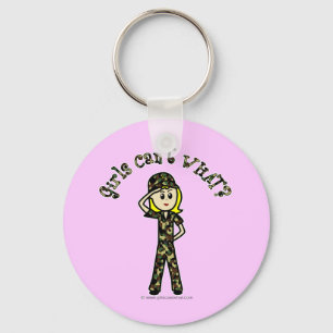 Blonde Army Woman Key Ring