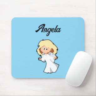 Blonde Baby Angel, Christmas Cartoon for Holidays Mouse Mat
