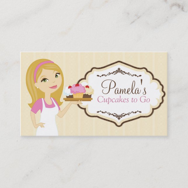 Blonde Baker Cupcake Business Cards D17 (Front)