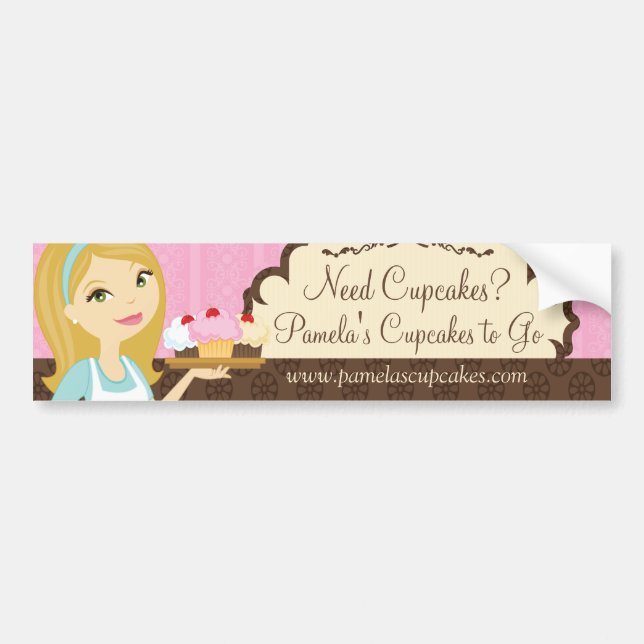 Blonde Baker Cupcake D12 Bumper Sticker 1 (Front)