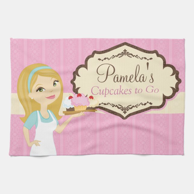 Blonde Baker Cupcake D12 Kitchen Towel 1 (Horizontal)