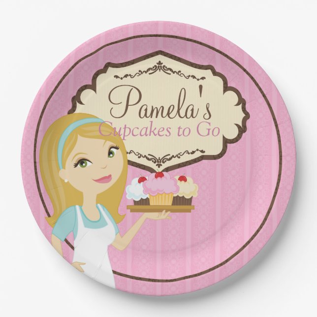 Blonde Baker Cupcake D12 Paper Plates (Front)