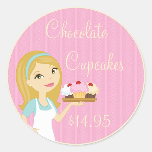 Blonde Baker Cupcake D12 Product Price Stickers 5 (Front)
