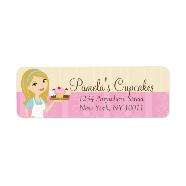 Blonde Baker Cupcake D12 Return Address Labels 2 (Front)