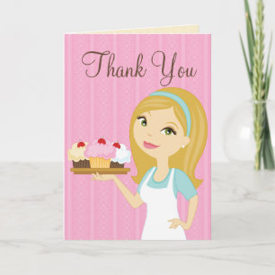Blonde Baker Cupcake D12 Thank You Card 1