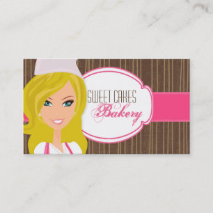 Blonde Baker on Pink Brown Cup Cakes Business Card