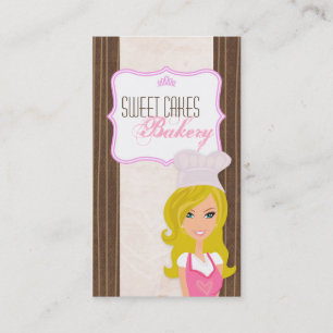 Blonde Baker on Pink Brown Cup Cakes Business Card