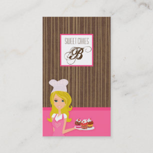 Blonde Baker on Pink Brown Cup Cakes Business Card
