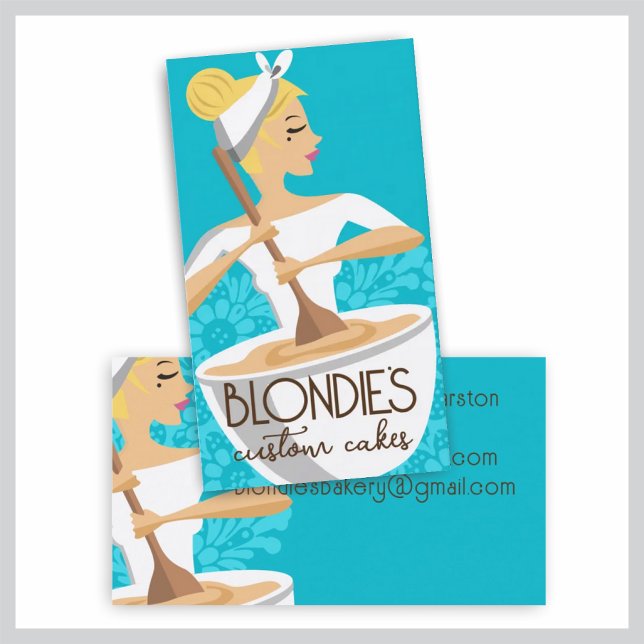Blonde baking woman bakery pastry chef cooking business card (Creator Uploaded)