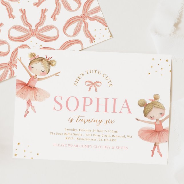 Blonde Ballerina Birthday Invitation (Creator Uploaded)