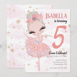 Blonde Ballerina Birthday Party Invitation