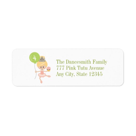 Blonde Ballerina Birthday Return Address Labels