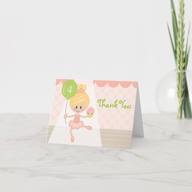 Blonde Ballerina Birthday Thank You Cards (Front)