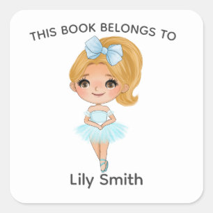 Blonde Ballerina Blue Dress Name ballet book label