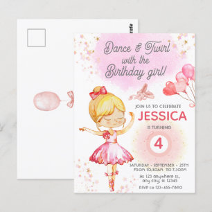 Blonde Ballerina girl birthday ballet Postcard
