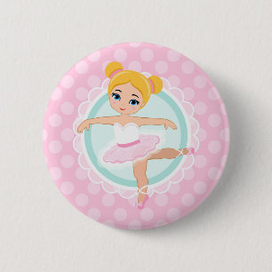 Blonde Ballerina - Pink Ballet Dancer Girl 6 Cm Round Badge