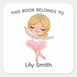 Blonde Ballerina Tiara Name ballet book label