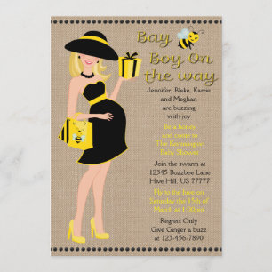 Blonde Bay Bee Boy on The Way Baby Shower Invitation